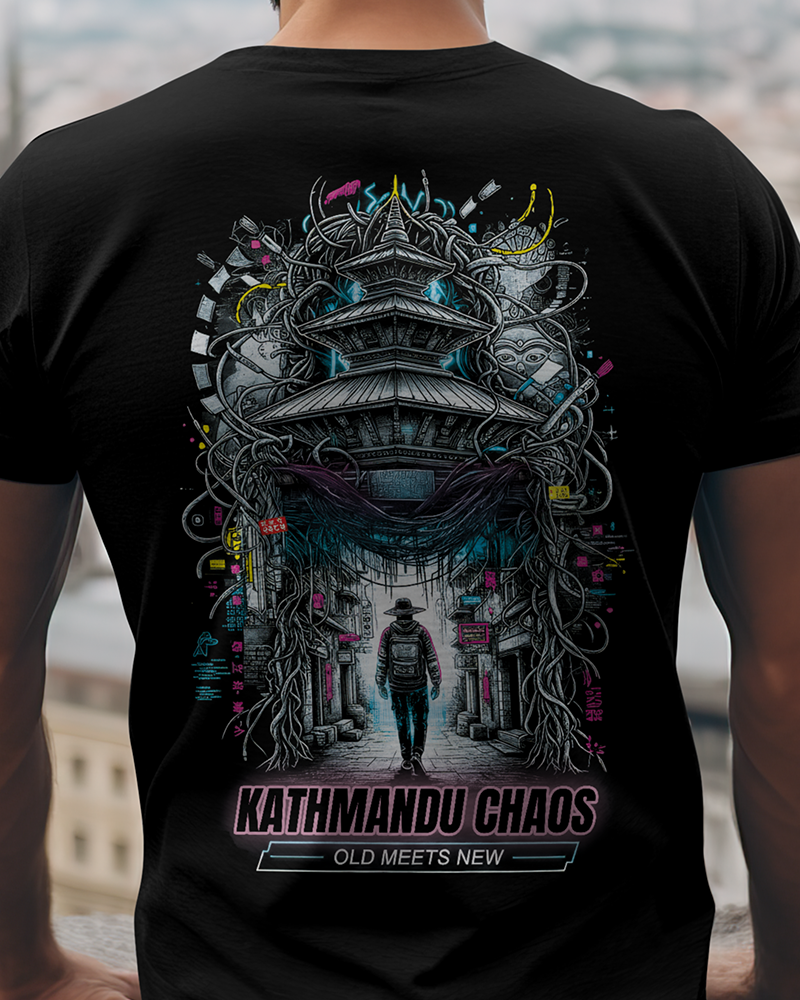Kathmandu Chaos – Nepali Printed T-Shirt in Australia