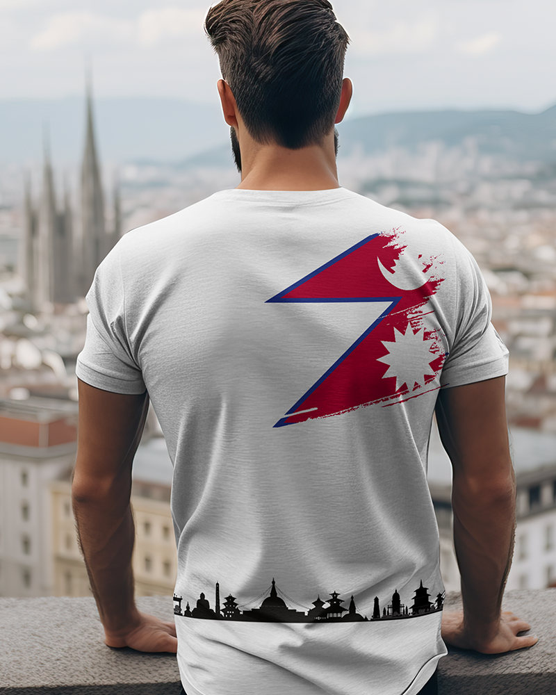 Nepal Heritage Skyline – Nepali Printed T-Shirt in Australia