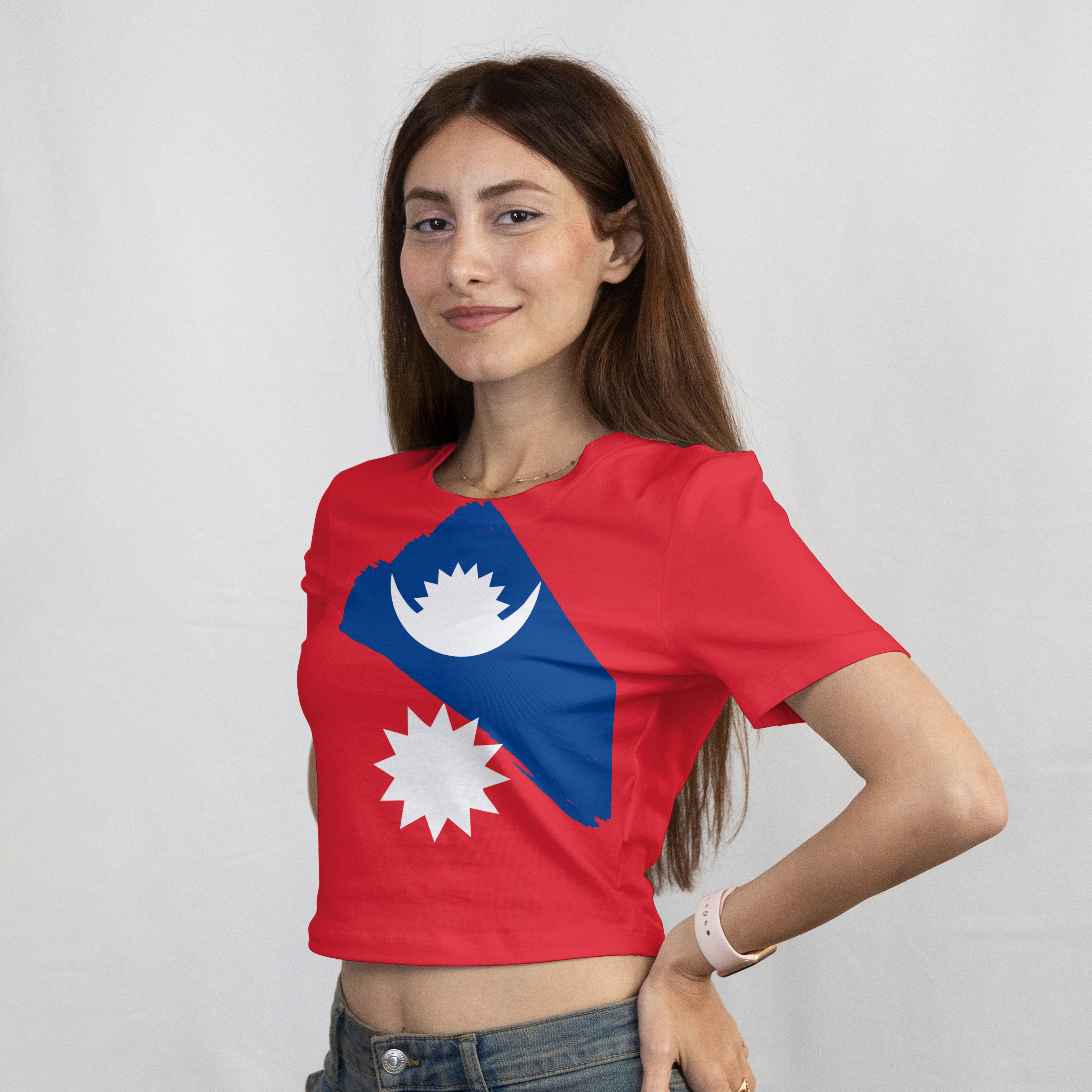 Bold Nepal Flag Artistic Design – Nepali Printed T-Shirt in Australia