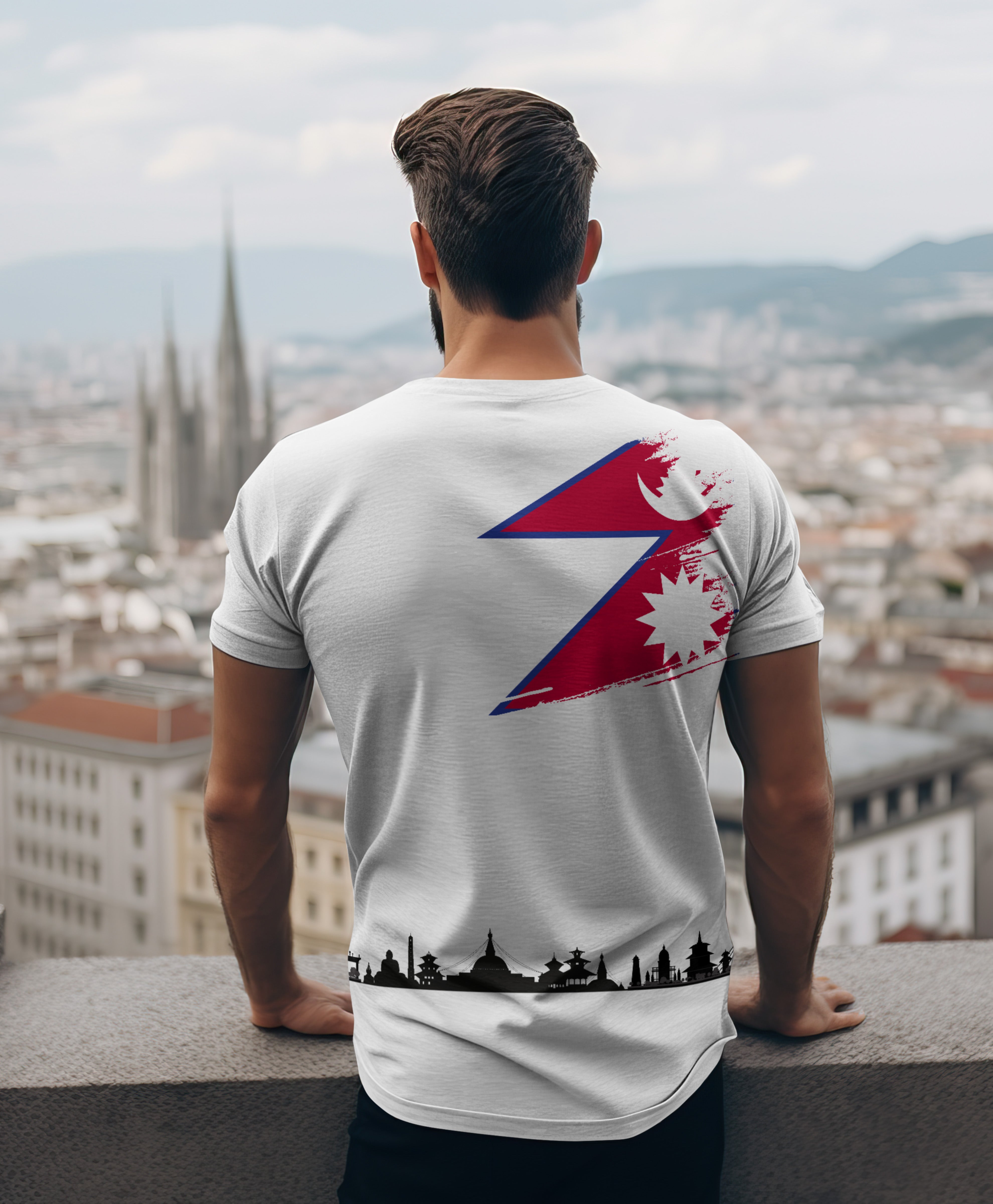 Nepal Heritage Skyline – Nepali Printed T-Shirt in Australia