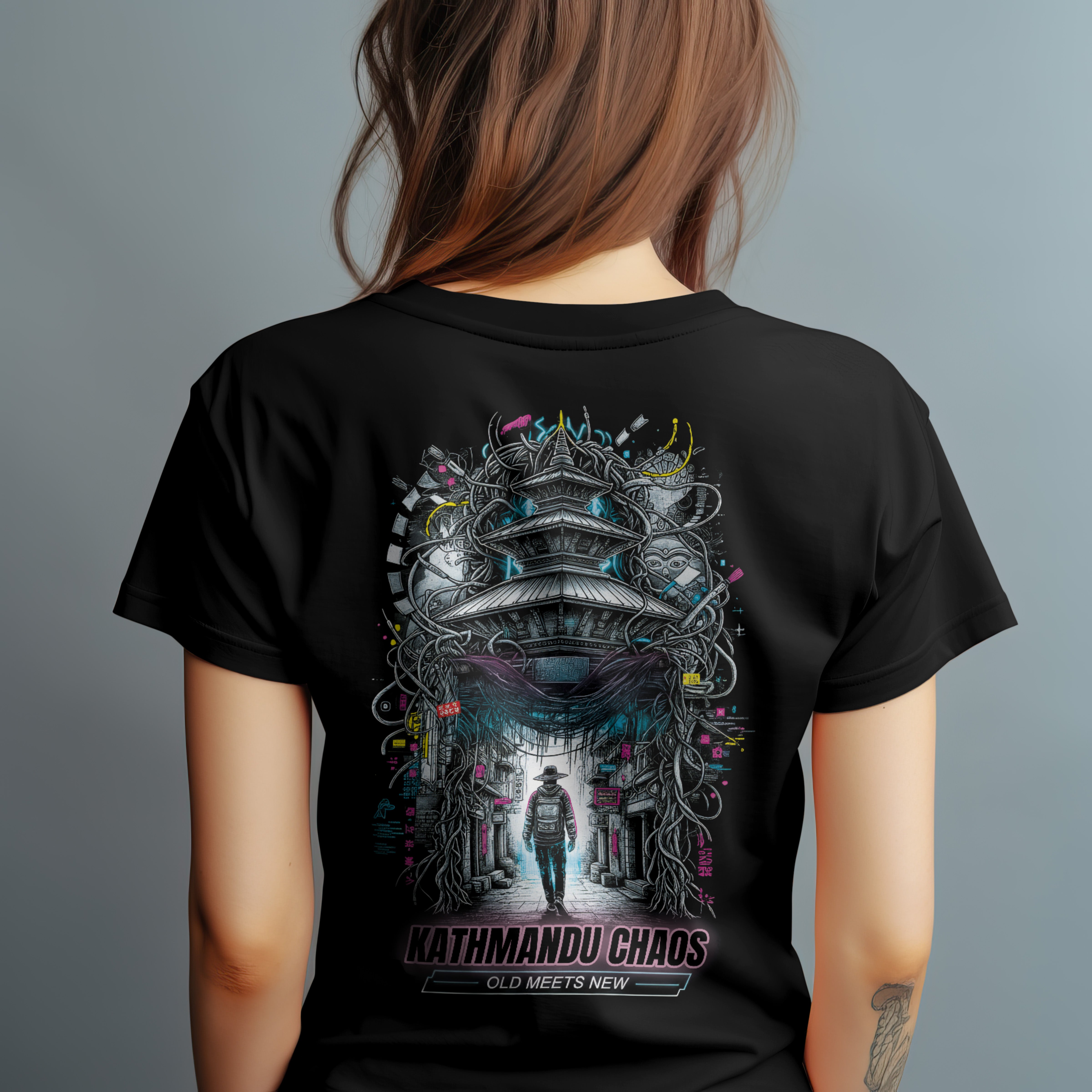 Kathmandu Chaos – Nepali Printed T-Shirt in Australia