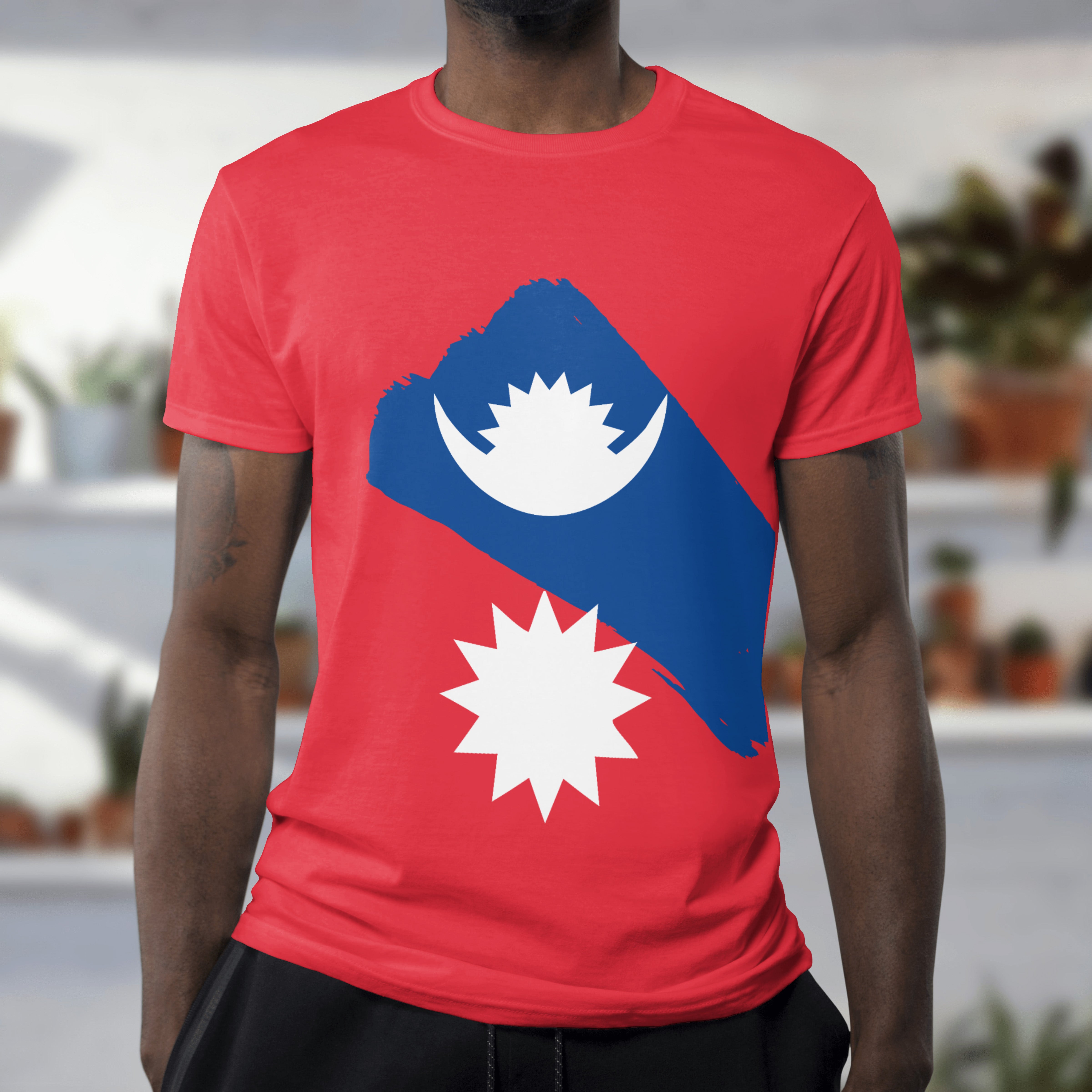 Bold Nepal Flag Artistic Design – Nepali Printed T-Shirt in Australia