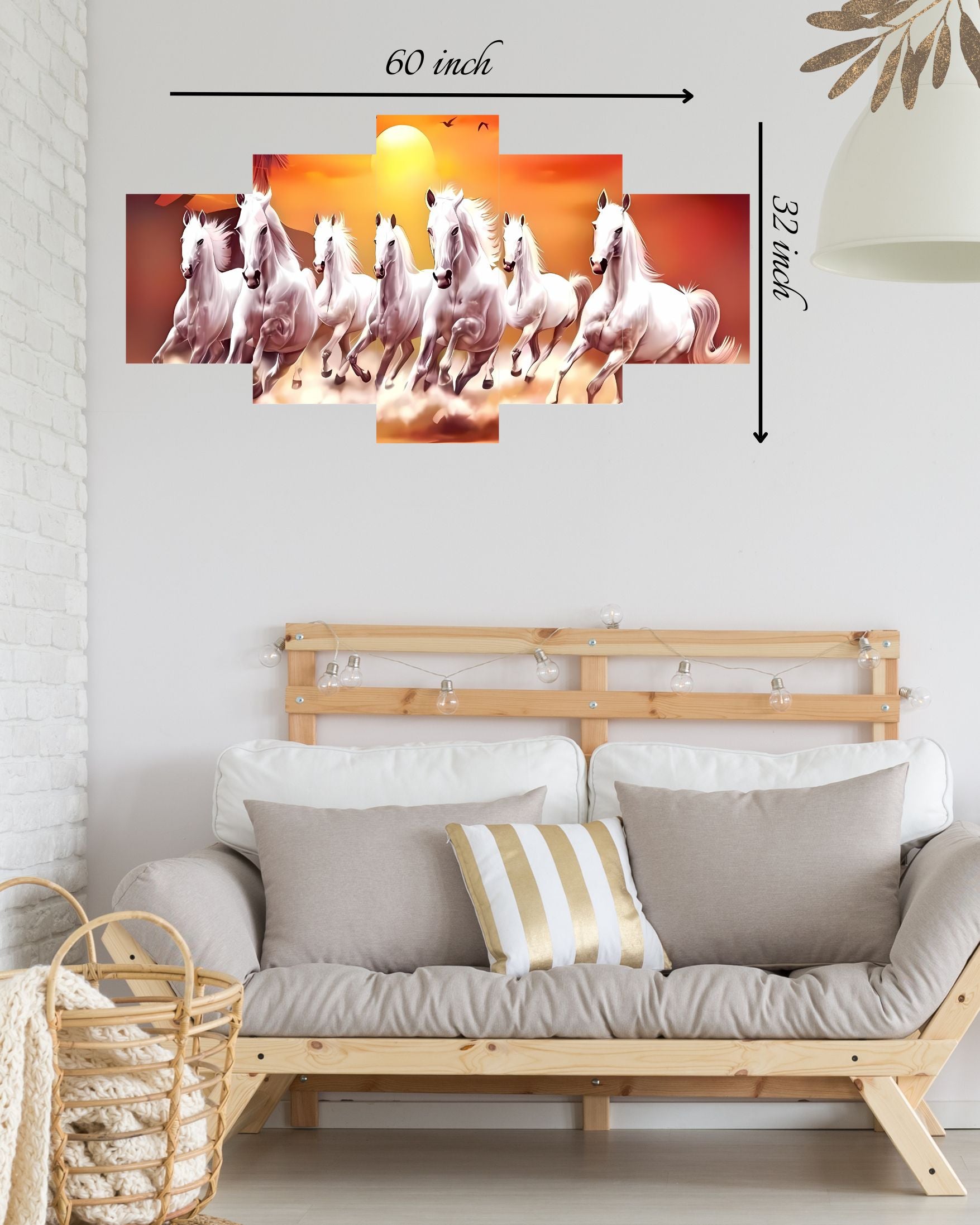 7 Running Horse Canvas - 5 Panel Wall Art