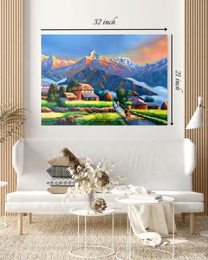 Majestic Himalayan Nepali Village Canvas Print – High Quality Wall Art