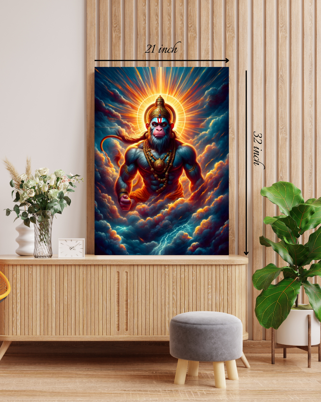 Powerful Hanuman Canvas Print – High Quality Hindu God Wall Art