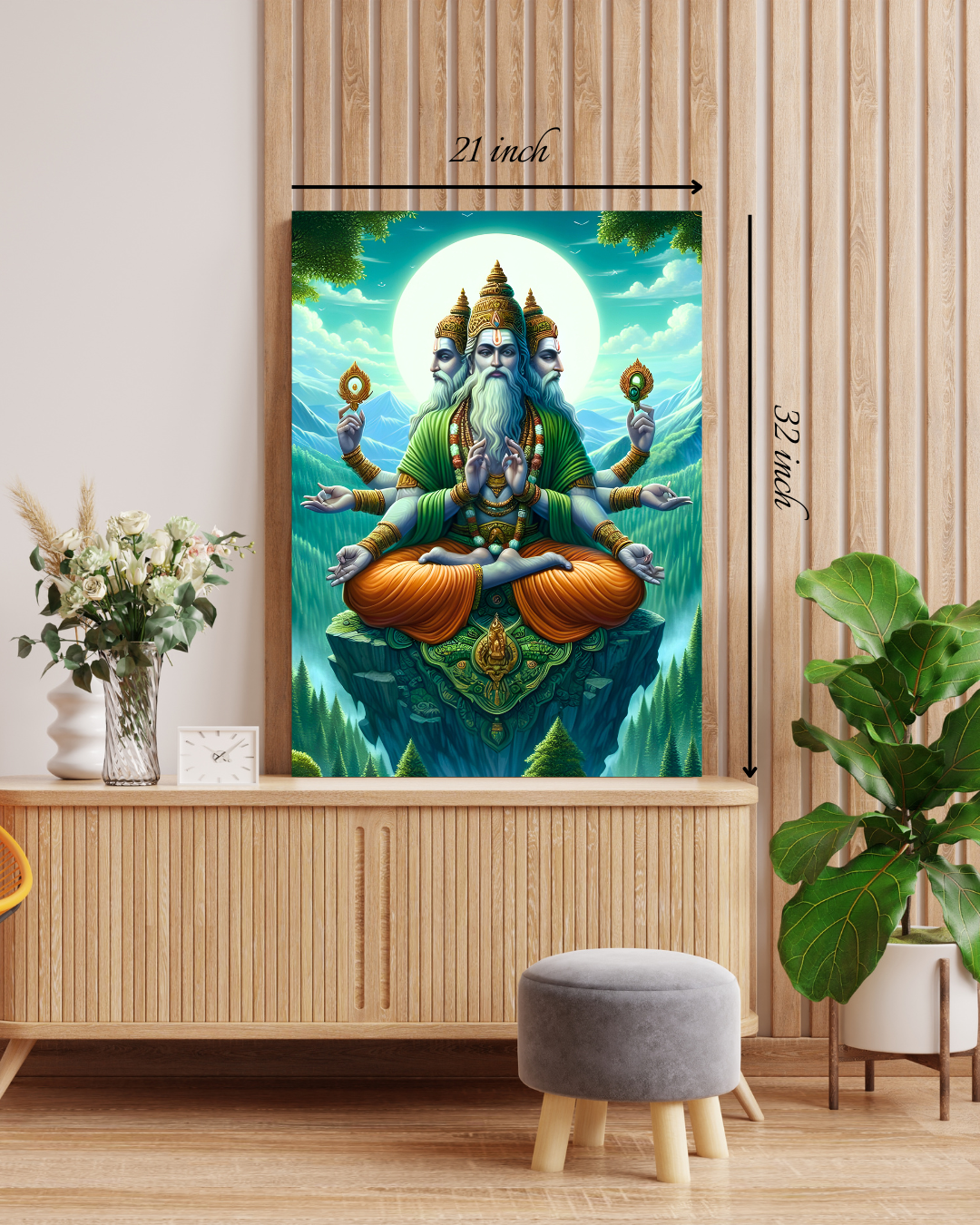 Brahma Spiritual Canvas Print – High Quality Hindu God Wall Art