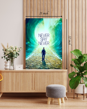 'Never Say Never' Motivational Quote – High Quality Wall Art