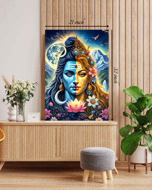 Divine Ardhanarishvara Canvas Print – High Quality Hindu God Wall Art