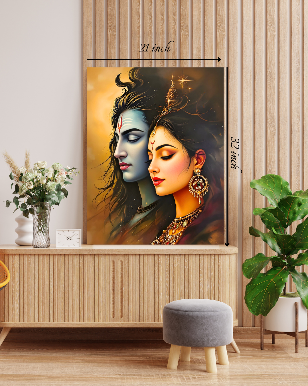 Shiva and Parvati Canvas Print – High Quality Hindu God Wall Art