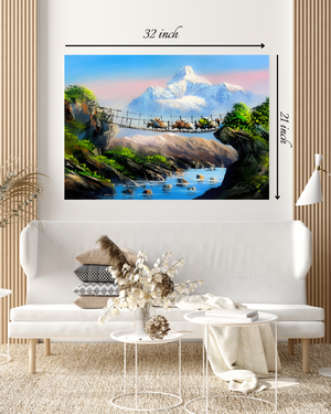 Enchanted Waterfall and Deer Canvas Print – Beautiful Nature Canvas Print