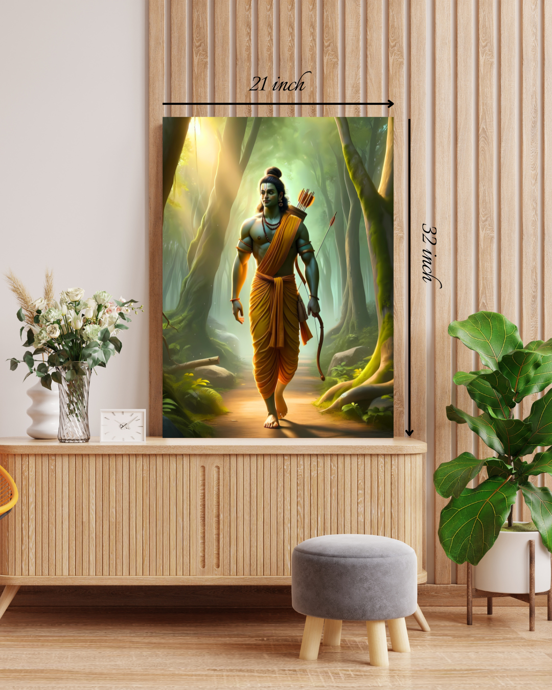 Lord Rama in the Enchanted Forest Canvas Print – High Quality Hindu God Wall Art