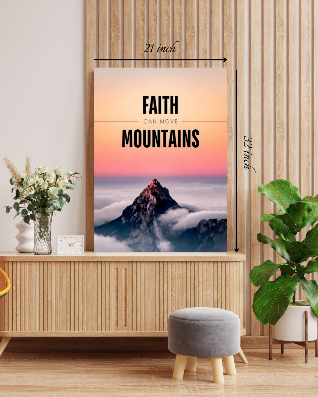 "Faith Can Move Mountains" Motivational Quote Canvas Print – High Quality Wall Art