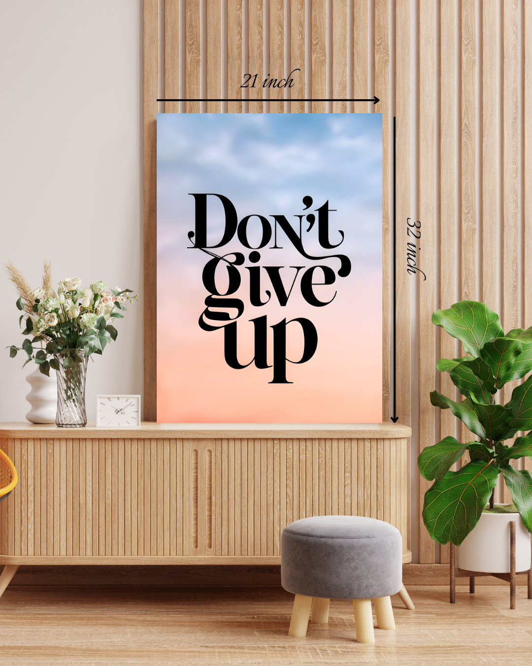 "Don't Give Up: Sunset" Motivational Quote Canvas Print – High Quality Wall Art