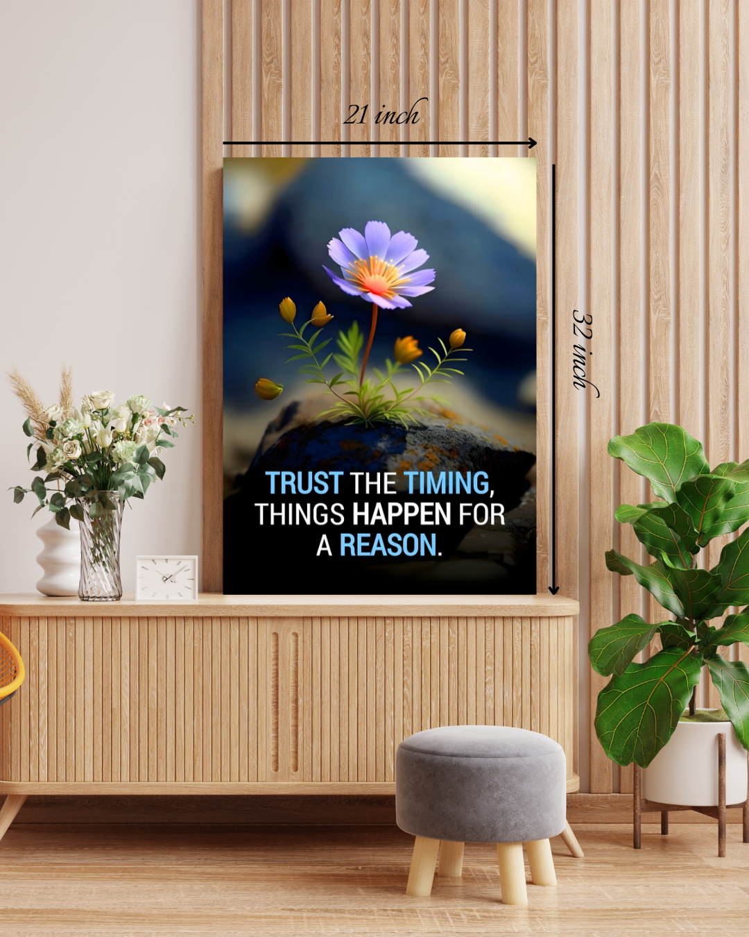 "Trust the Timing" Motivational Quote – High Quality Wall Art
