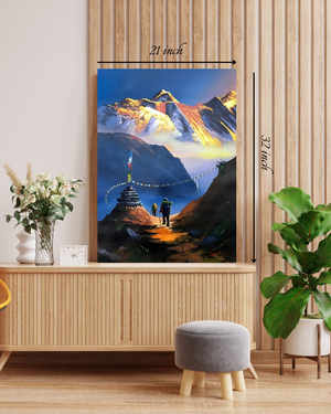 "Himalayan Dawn: Trekker's Paradise" Canvas Print – High Quality Wall Art