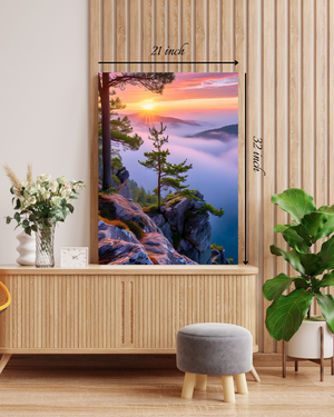 Breathtaking Sunrise Over Misty Cliffs Canvas Print – Beautiful Nature Canvas Print