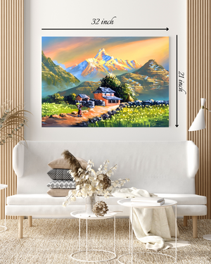 Serene Nepali Village Scenic Canvas Print - High Quality Wall Art