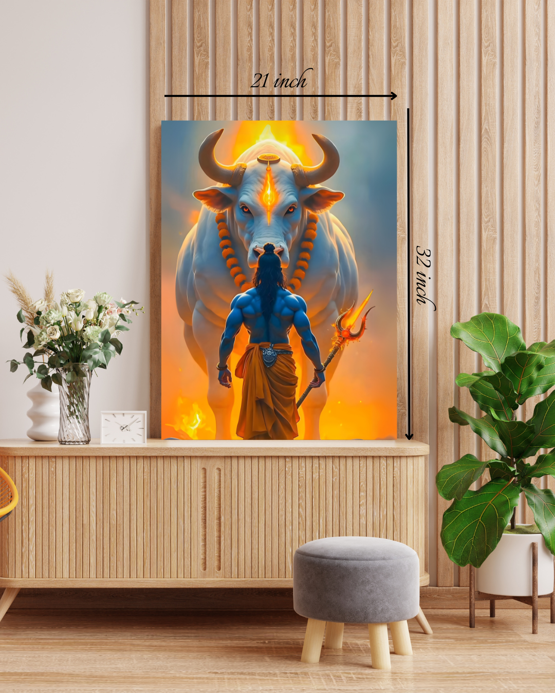 Shiva & Nandi Canvas Print – High Quality Hindu God Wall Art