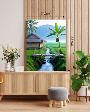 Tranquil Terai Village Stream Canvas Print– High Quality Wall Art