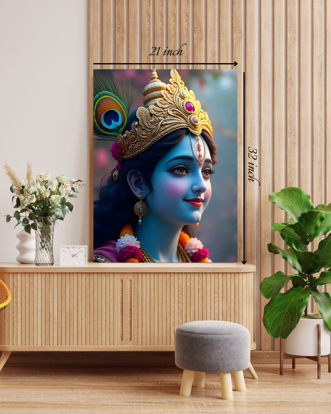 Shri Krishna Canvas Print – High Quality Hindu God Wall Art