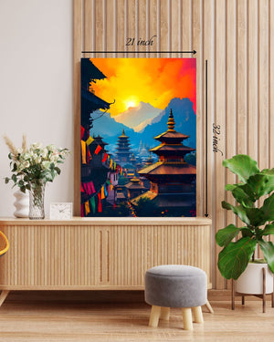Sunset Over Nepalese Temples' Canvas Print – High Quality Wall Art