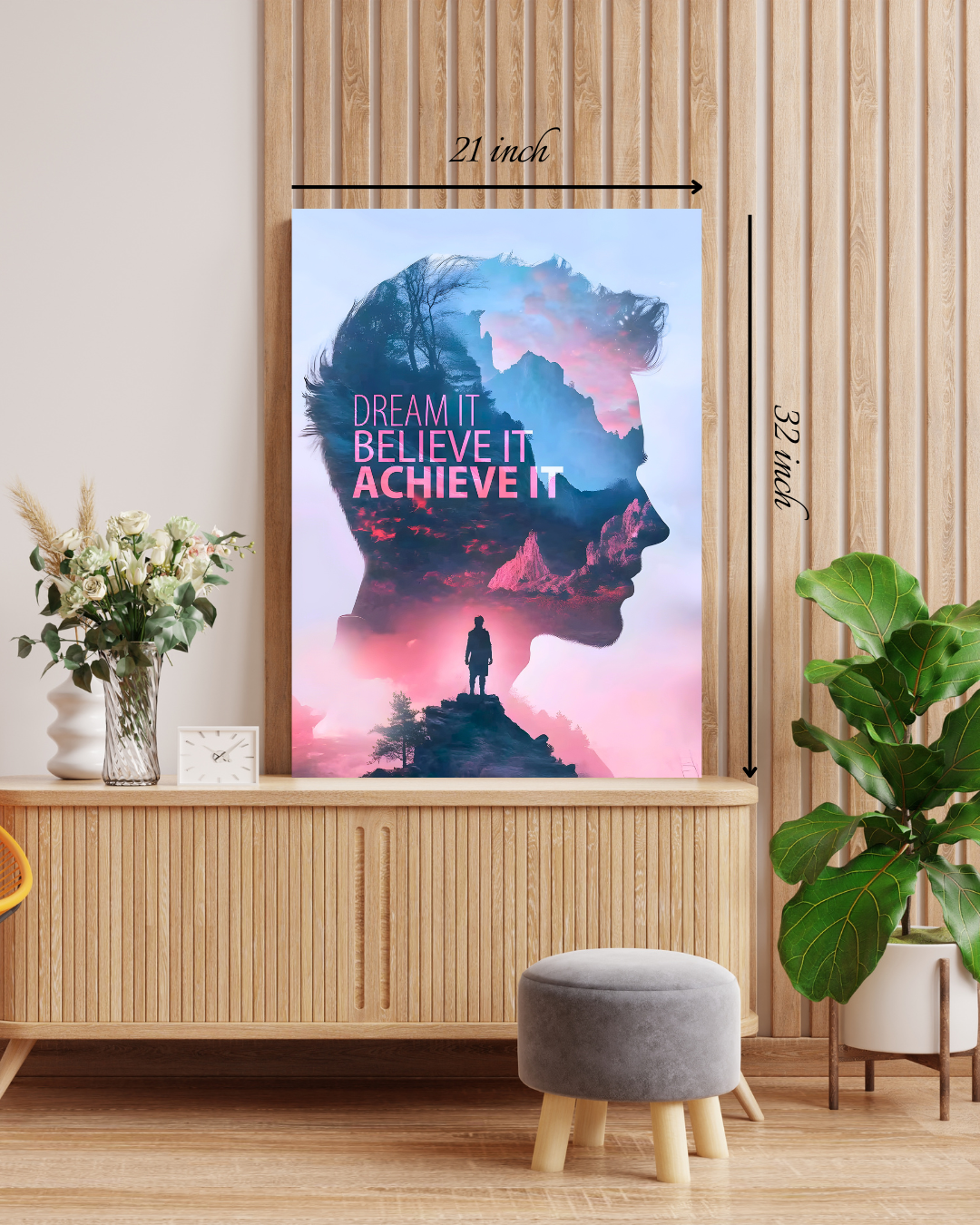 Dream It, Believe It, Achieve It Motivational Quote – High Quality Wall Art