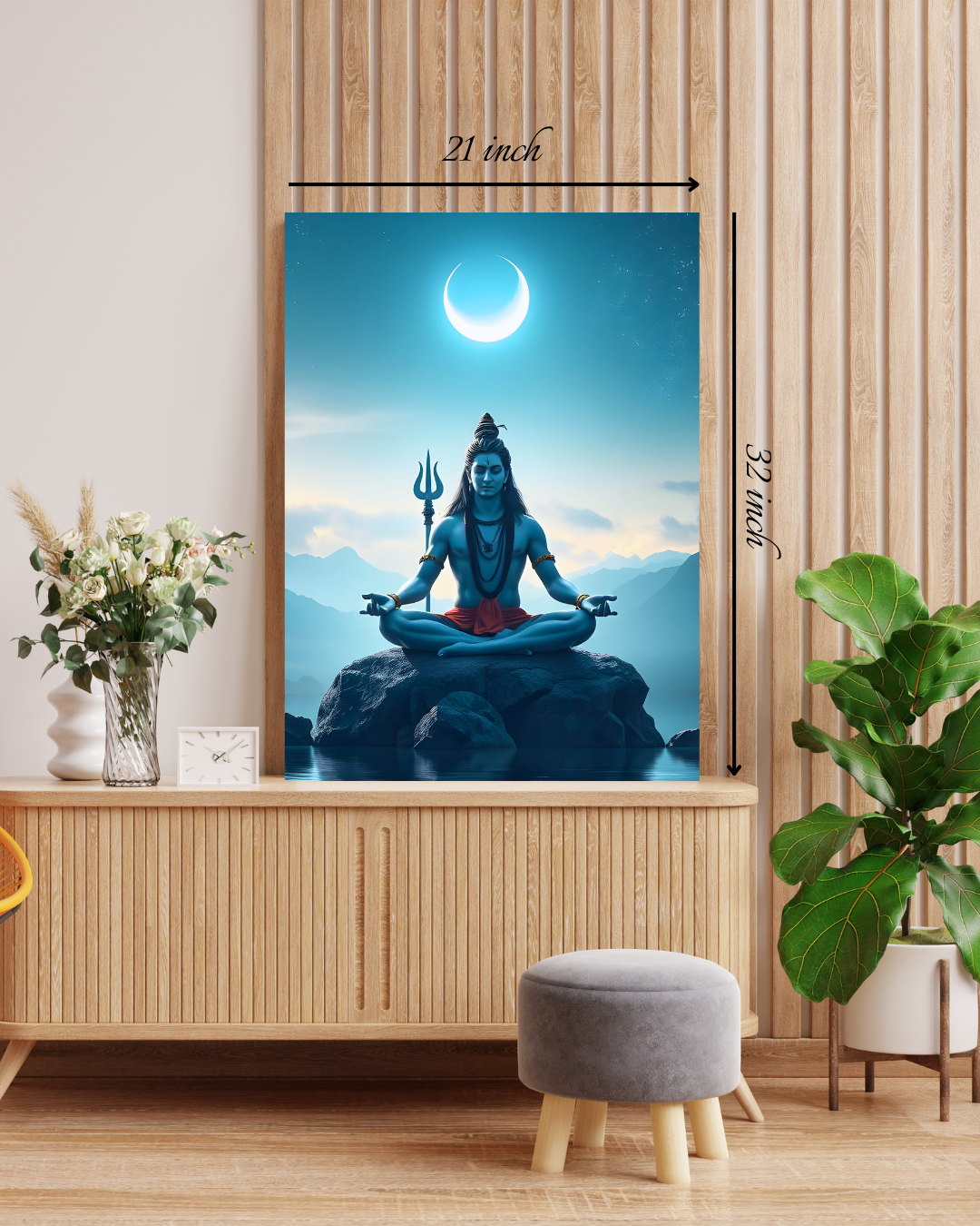 Mahadev Meditation Canvas Print – High Quality Hindu God Wall Art