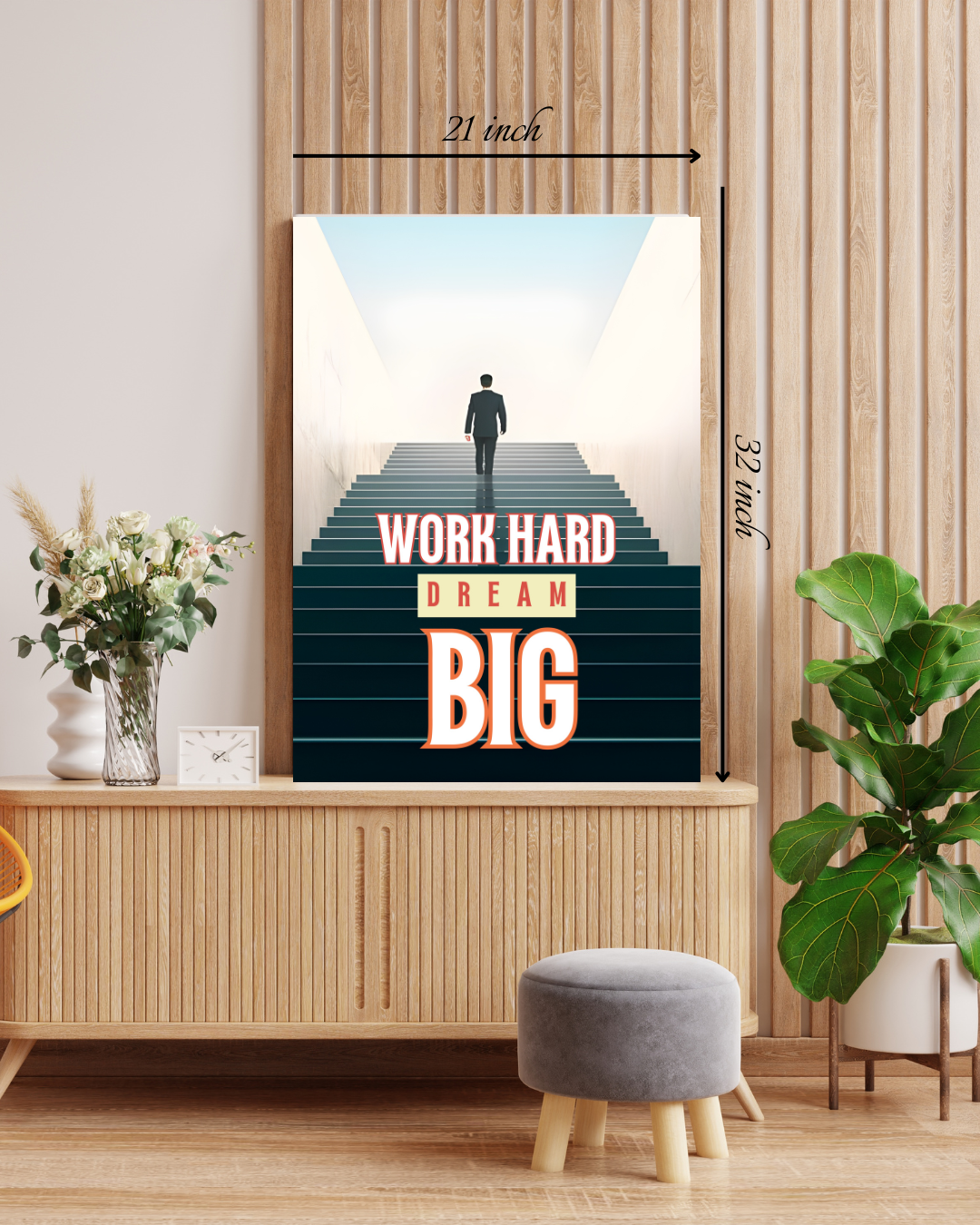 Work Hard Dream Big Motivational Quote – High Quality Wall Art