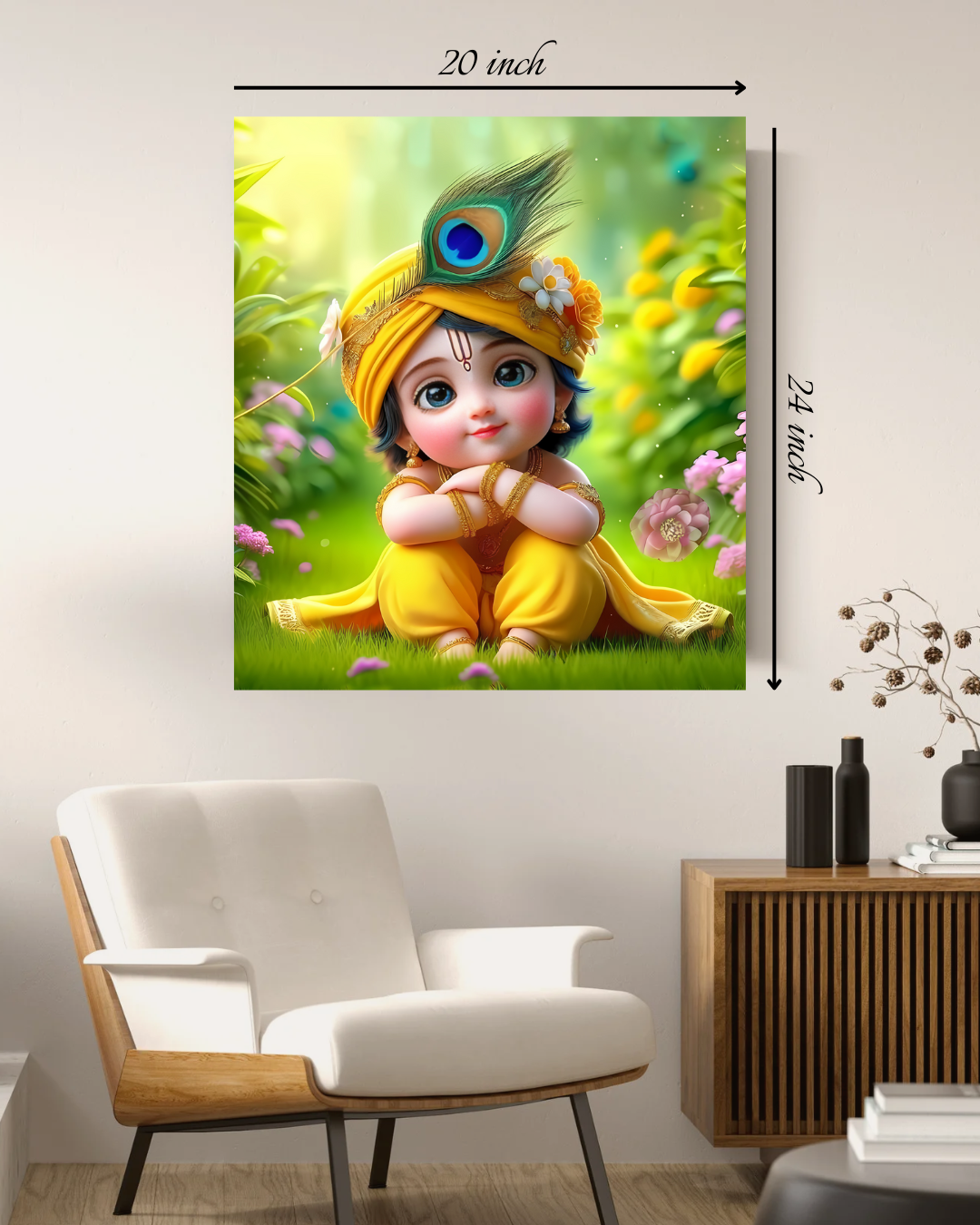 Baby Krishna Canvas Print – High Quality Hindu God Wall Art
