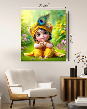Baby Krishna Canvas Print – High Quality Hindu God Wall Art
