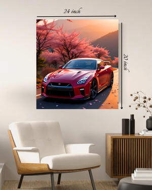 Car in Cherry Blossom Canvas Print – High Quality Canvas Print