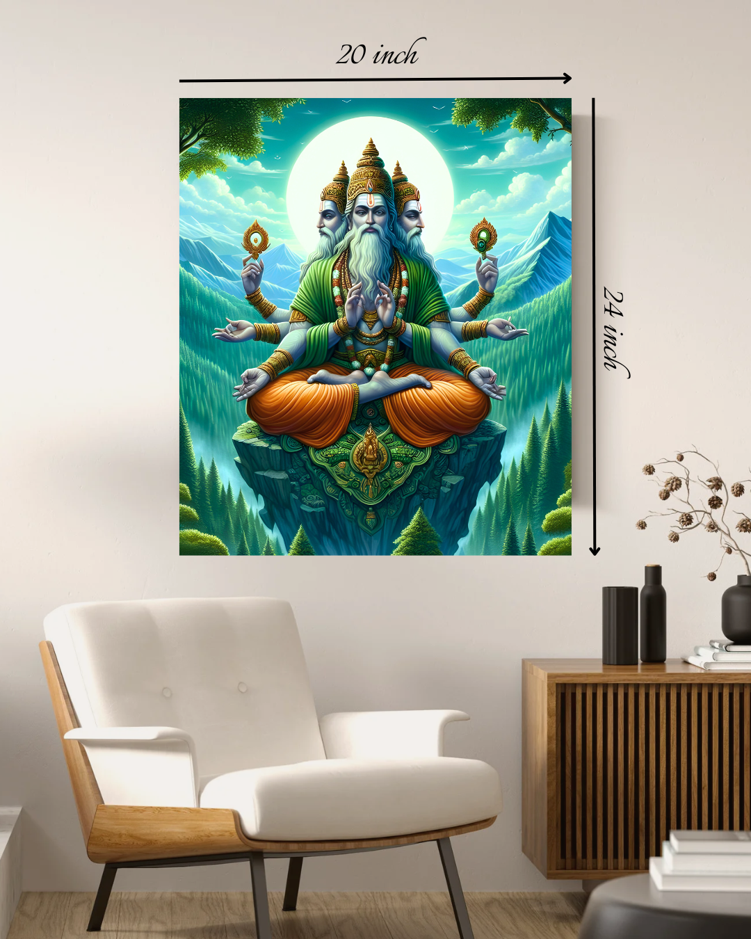 Brahma Spiritual Canvas Print – High Quality Hindu God Wall Art