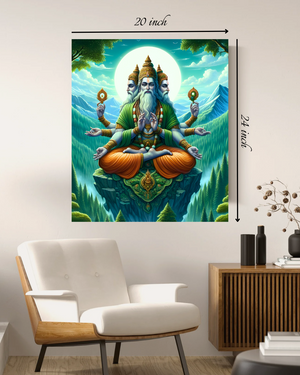 Brahma Spiritual Canvas Print – High Quality Hindu God Wall Art