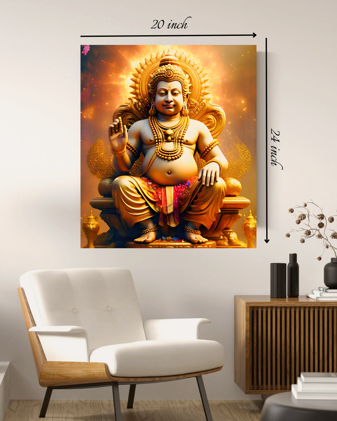 Lord Kuber Canvas Print – High Quality Hindu God Wall Art