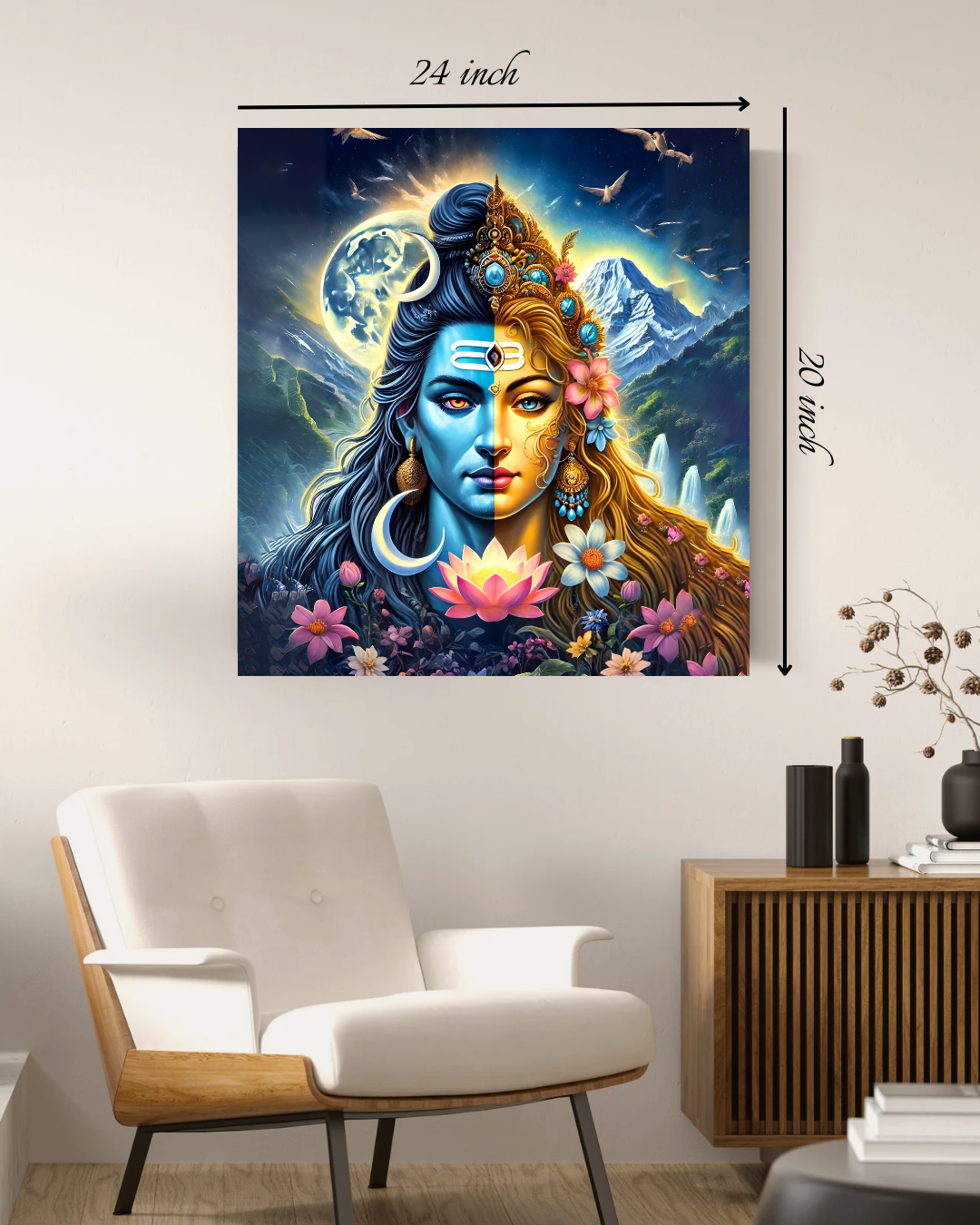 Divine Ardhanarishvara Canvas Print – High Quality Hindu God Wall Art