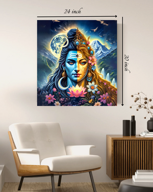 Divine Ardhanarishvara Canvas Print – High Quality Hindu God Wall Art
