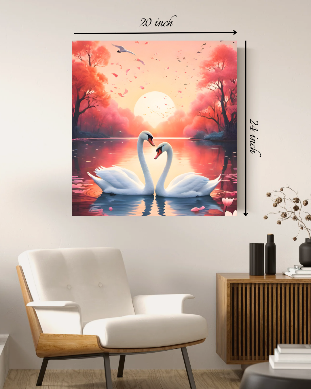 Swans at Sunset Canvas Print – Beautiful Nature Canvas Print