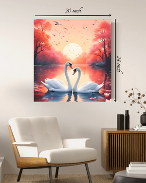 Swans at Sunset Canvas Print – Beautiful Nature Canvas Print