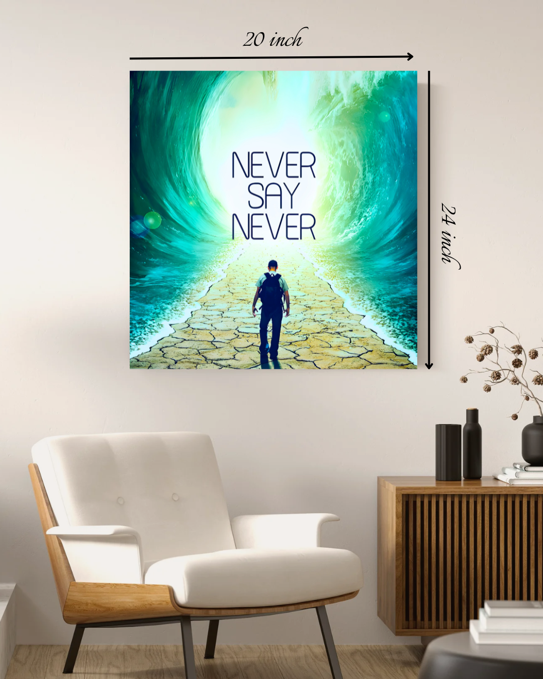 'Never Say Never' Motivational Quote – High Quality Wall Art