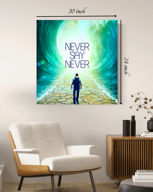 'Never Say Never' Motivational Quote – High Quality Wall Art