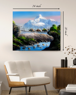 Enchanted Waterfall and Deer Canvas Print – Beautiful Nature Canvas Print