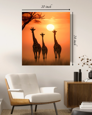 Giraffe Sunset Canvas Print – Beautiful Nature Canvas Print
