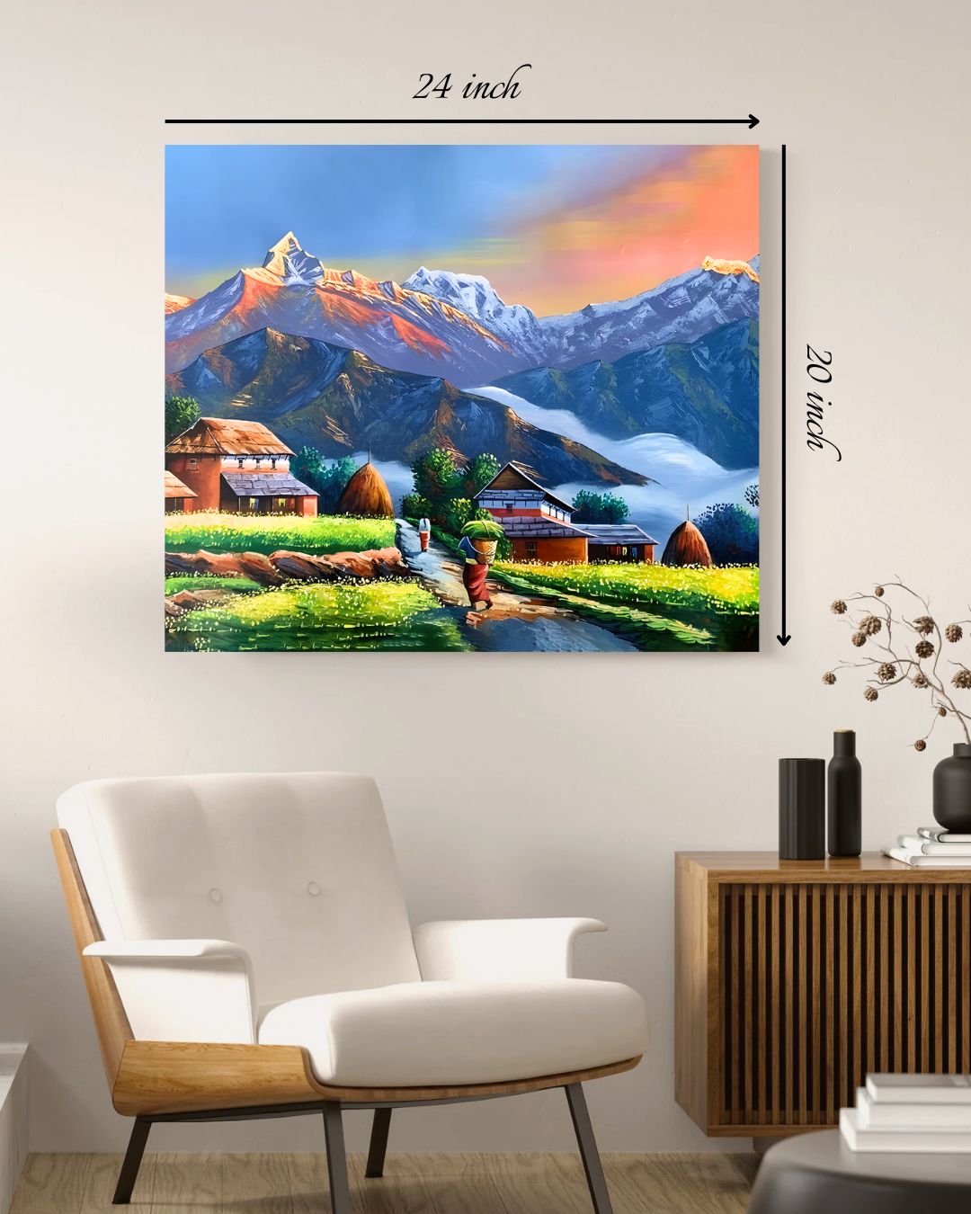 Majestic Himalayan Nepali Village Canvas Print – High Quality Wall Art