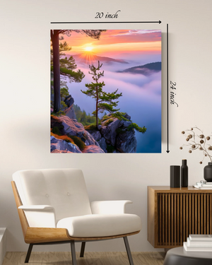 Breathtaking Sunrise Over Misty Cliffs Canvas Print – Beautiful Nature Canvas Print