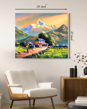 Serene Nepali Village Scenic Canvas Print - High Quality Wall Art