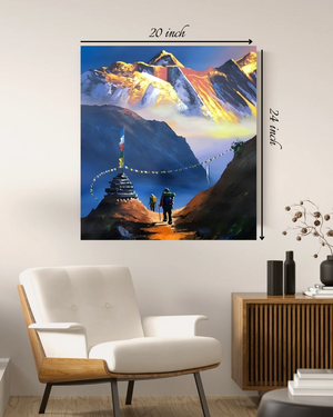 "Himalayan Dawn: Trekker's Paradise" Canvas Print – High Quality Wall Art