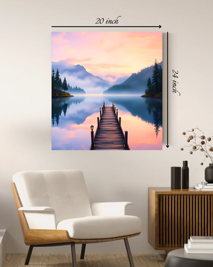 Serene Lakeside Sunrise Canvas Print – Beautiful Nature Canvas Print