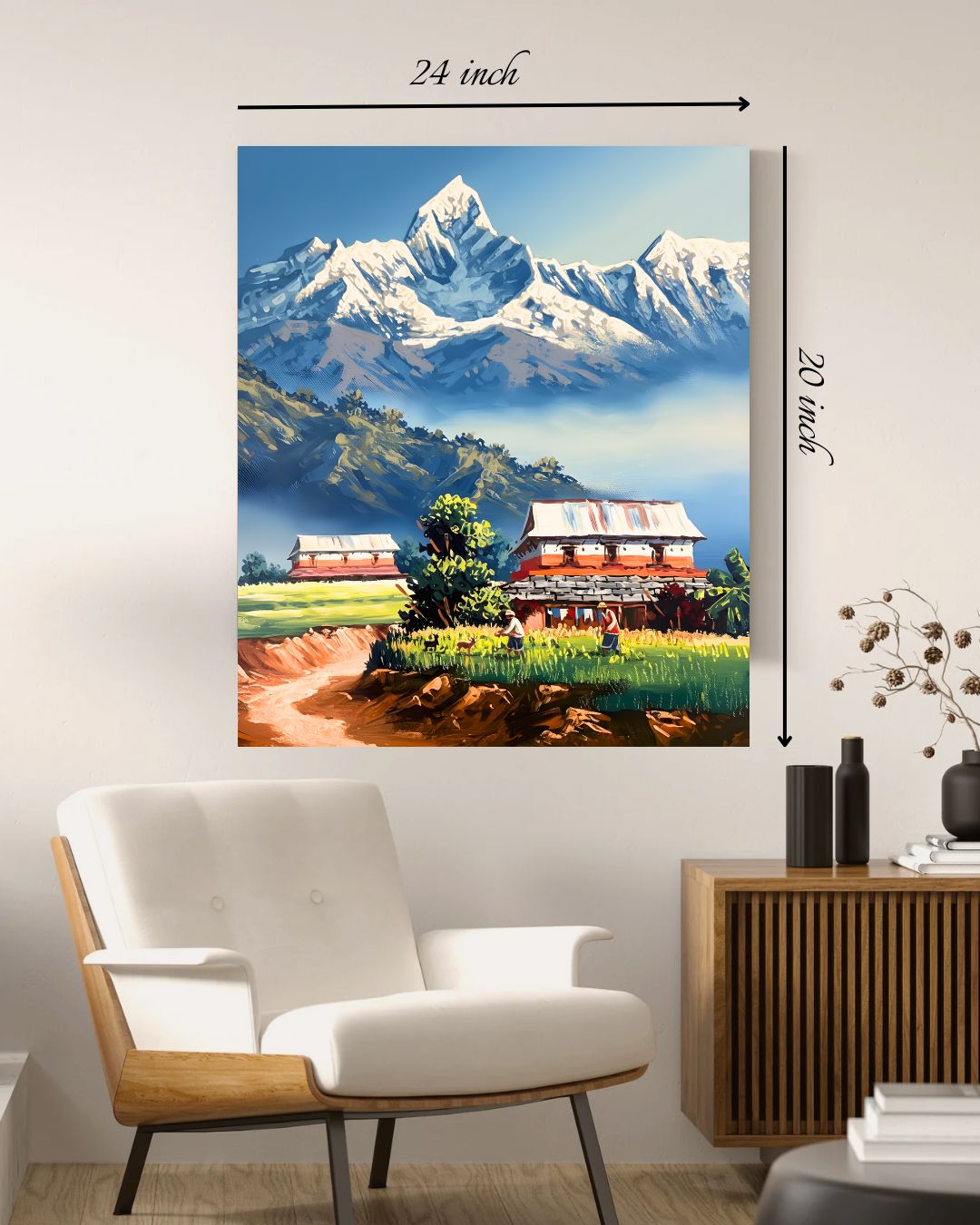 Serene Machhapuchhre Village Canvas Print – High Quality Wall Art