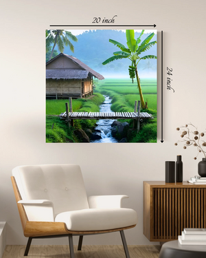 Tranquil Terai Village Stream Canvas Print– High Quality Wall Art