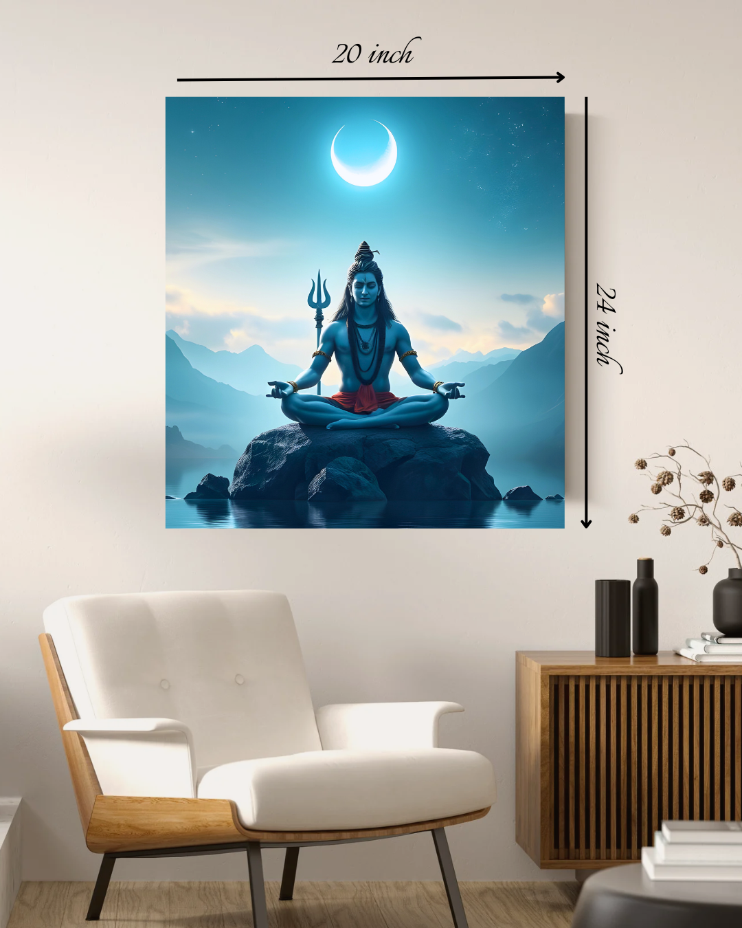 Mahadev Meditation Canvas Print – High Quality Hindu God Wall Art